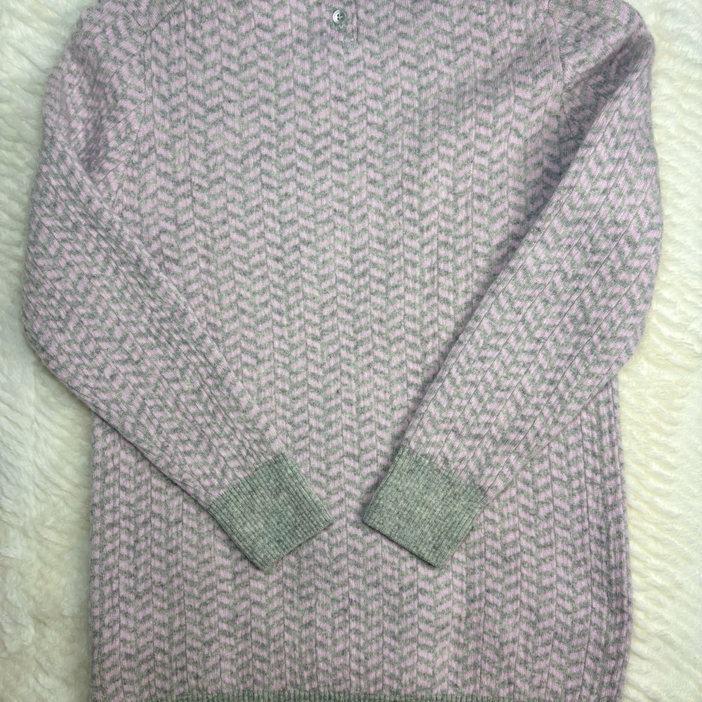 J. Crew Pink and Gray Patterned Sweater 100% CASHMERE! - Picture 3 of 3